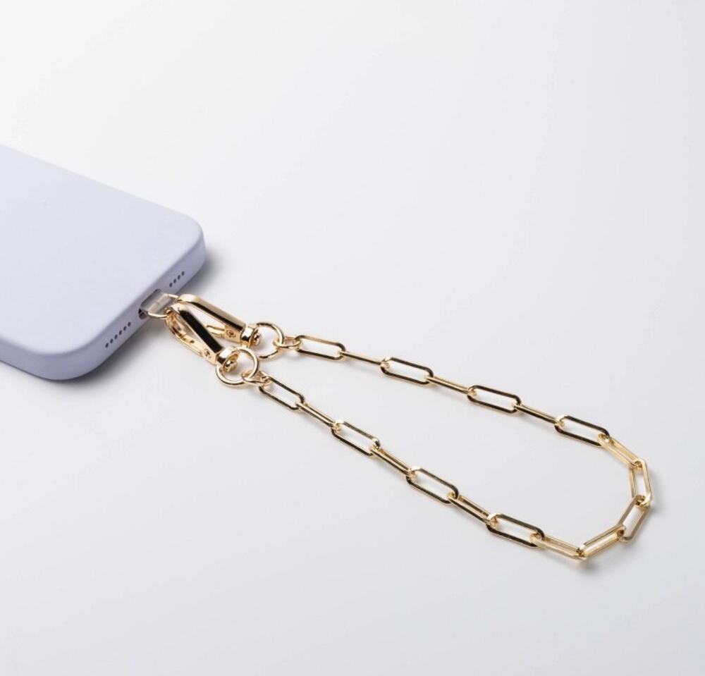 Hello Lux Gold Paper Clip Chain Phone Wristlet Strap Wrist Lanyard Accessory